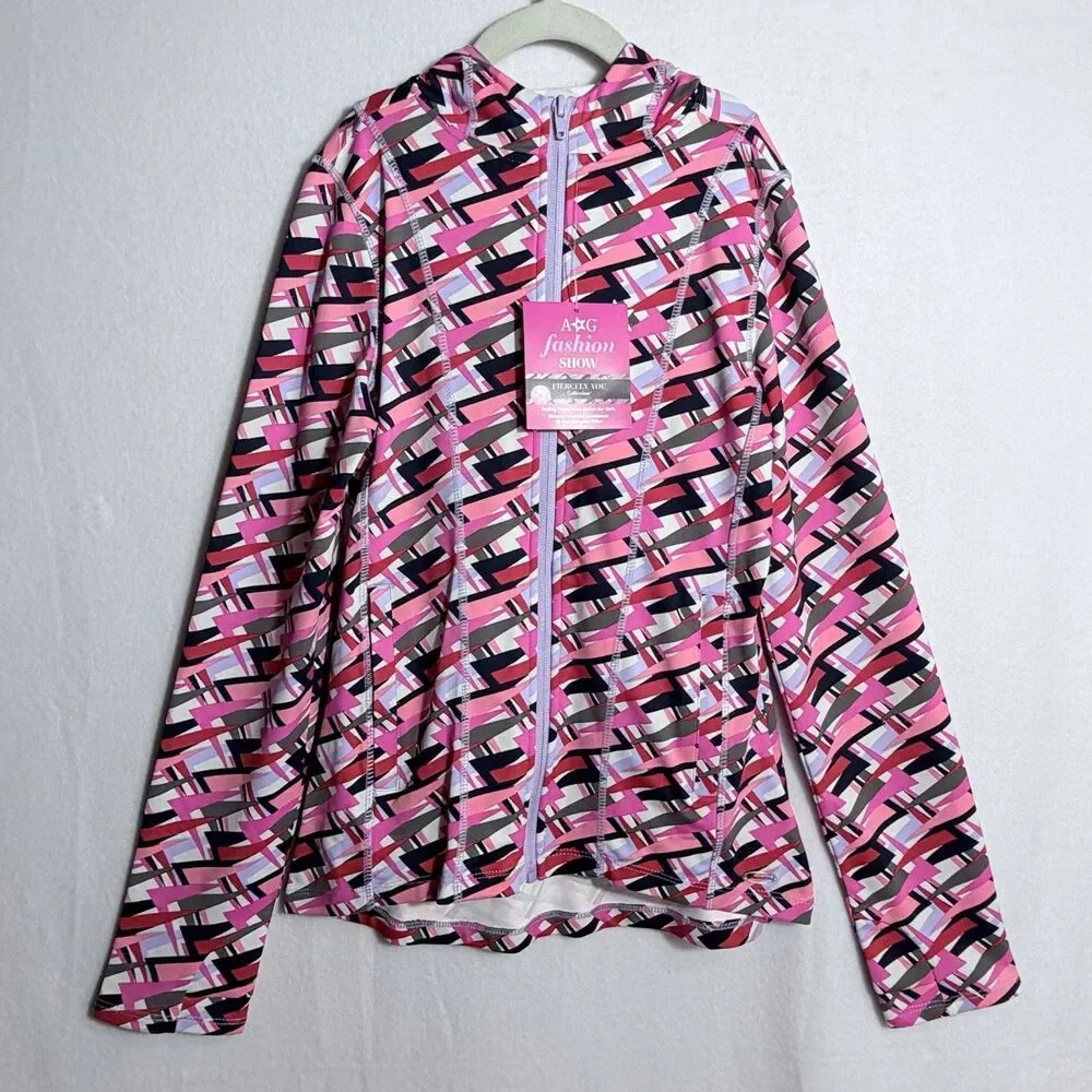 NEW American Girl Feeling Fierce Print Zip Up Hooded Jacket Size M 10-12